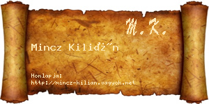 Mincz Kilián névjegykártya